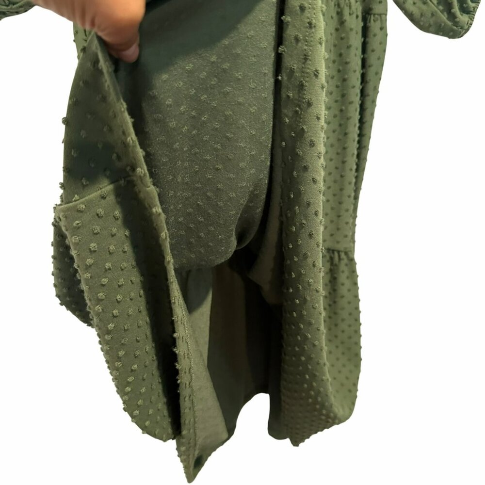 ✨J.Crew Size M Women's Casual Green Textured Short Sleeve Dress ✨ - Picture 5 of 8